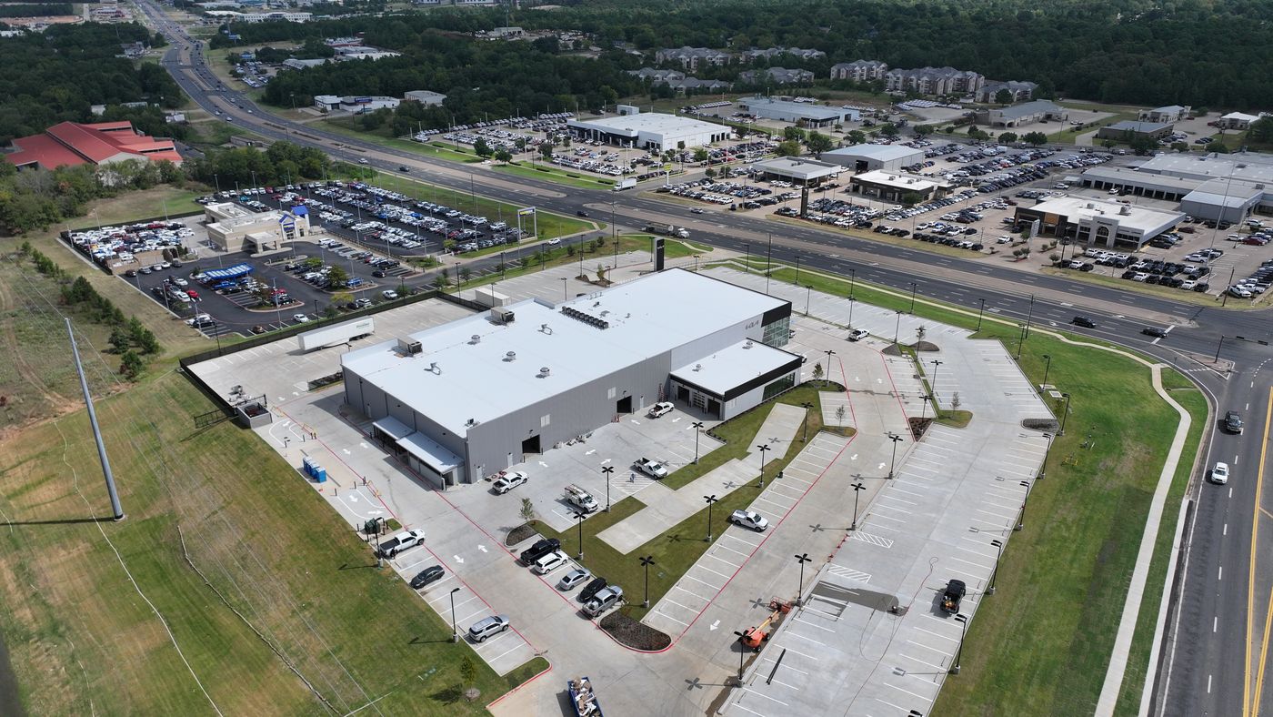 Aerial of a new auto dealership and service building